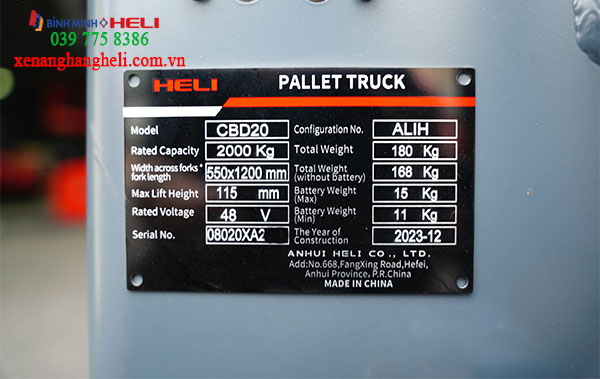 Tem Nhôm Xe Nâng CBD20-ALIH